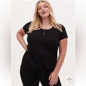 Torrid 00x 10 Slub Jersey Henley Tie-Front Tee NWT